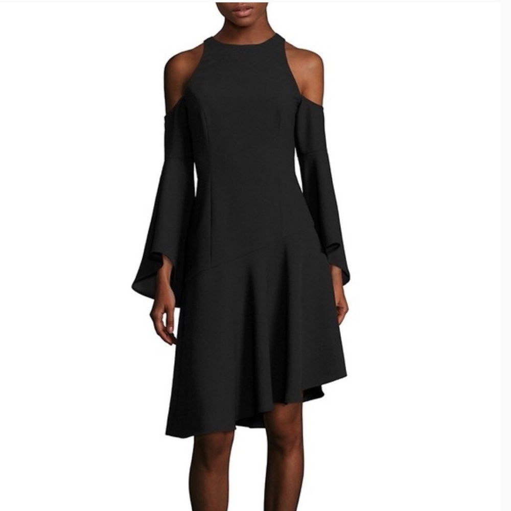 Elegant Black Cold Shoulder Dress